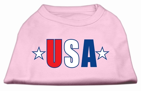 USA Star Screen Print Shirt Light Pink XXL